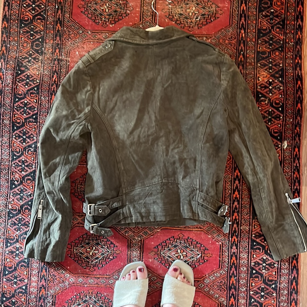 BCBG Generation Olive Green Suede Biker Jacket - Picture 3 of 3
